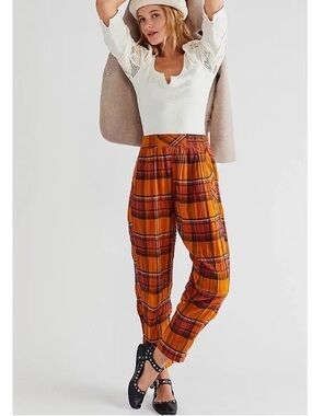 Free people yellow plaid pants